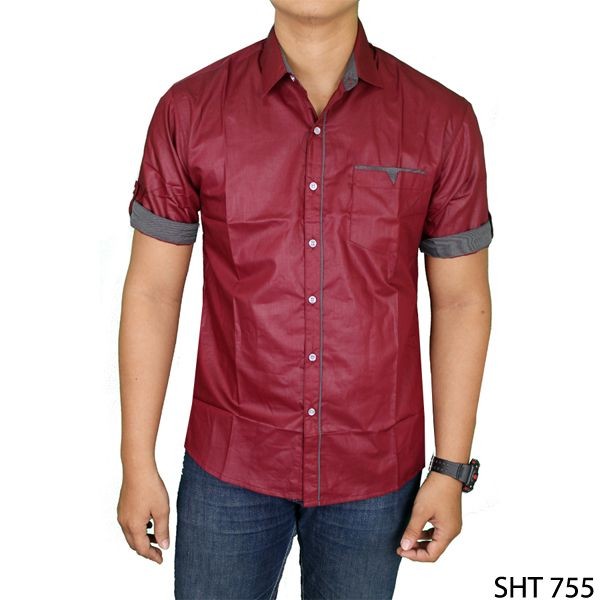 Hem Kasual Pria Katun Merah – SHT 755