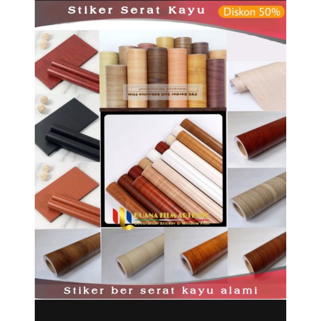 WALLPAPER Stiker motif kayu Pelapis lemari Meja kitchen set lantai Dinding Wallstiker Serat Kayu
