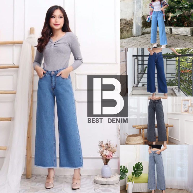 Celana boyfriend jeans kulot jumbo wanita kekinian termurah