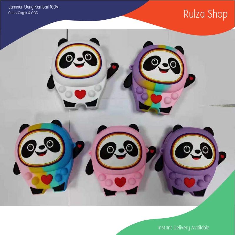 Tas Selempang Anak Perempuan Pop It Jelly Rubber Silikon Karakter Boneka Panda Terbaru Import Mini