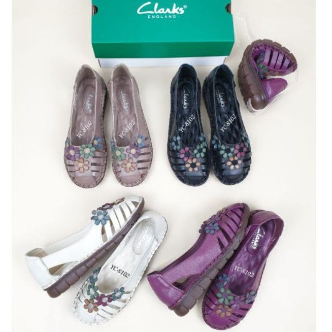 Clarks YC-8102 Verbena Flower Leather Flat