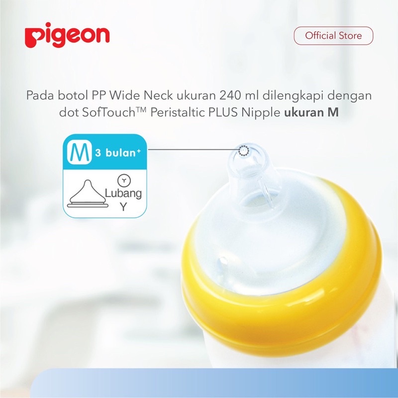 Pigeon nipple soft touch peristaltic plus wide neck bottle - dot botol susu pigeon