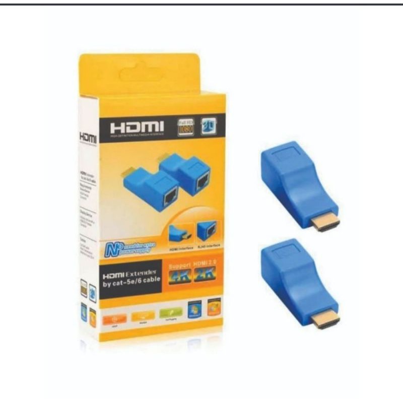 KONEKTOR HDMI CONNECTOR HDMI EXTENDER SINGLE X 2 HDMI MALE TO LAN FEMALE SET ISI 2 BIJI