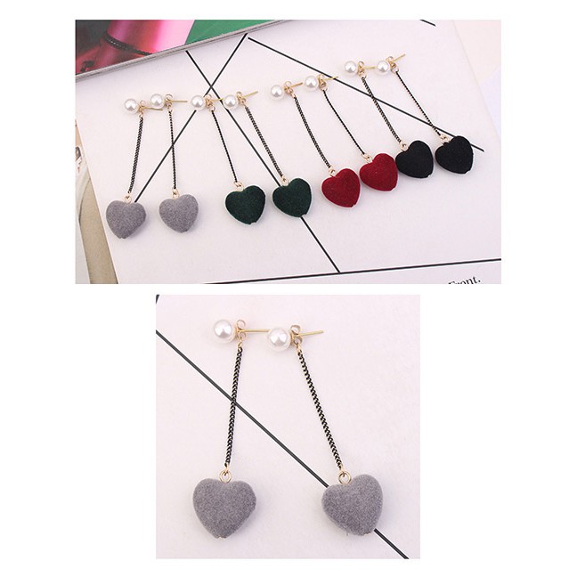 LRC Anting Tusuk Lovely Heart Shape Decorated Y5889X