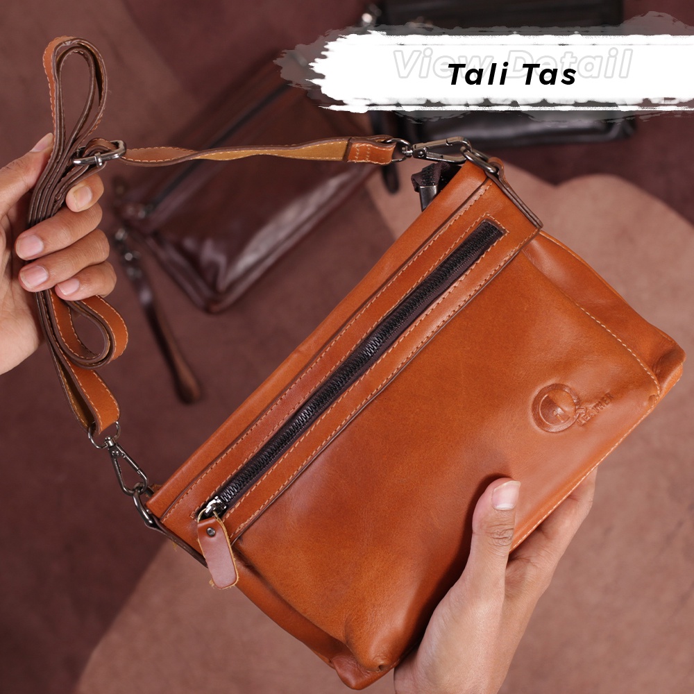 TAS KULIT ORIGINAL TRENDY 2 STYLE PEMAKAIAN SLINGBAG &amp; HANDBAG 3 SLOT BAHAN KULIT SAPI PREMIUM HB03