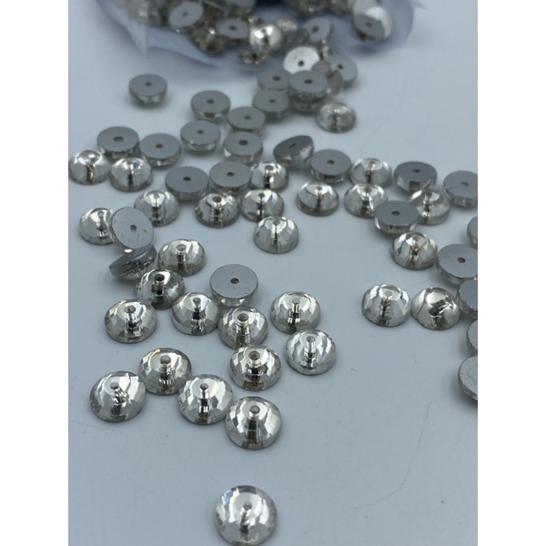 STONE BATU KRISTAL MOTIF BULAT LANCIP LUBANG TENGAH UKURAN 8 MM WARNA PUTIH BERSIH KUALITAS GRADE AA KILAU BAGUS CANTIK PER LUSIN