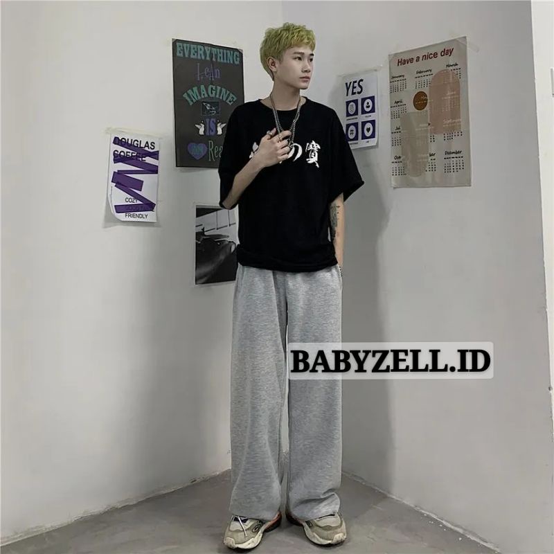 DRAWSTING WIDE LEG PANTS KOREAN STYLE (KULOT COWOK UTUH)  BIGSIZE OVERSIZE ALLSIZE S M L XL - 5XL-5