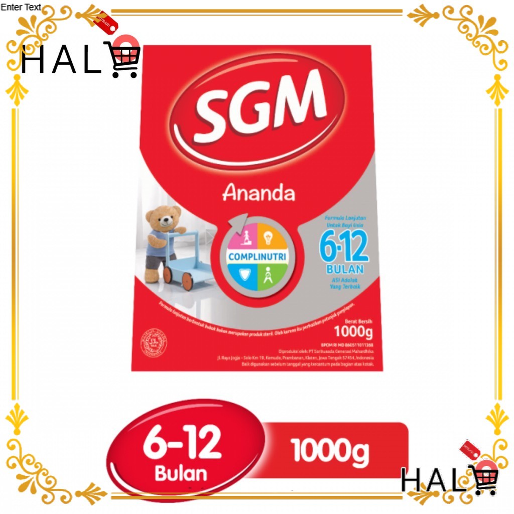 

SGM Ananda 2 Susu Formula Bayi 6-12 Bln 1000g