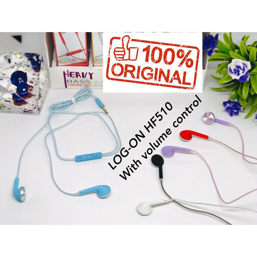 1KOTAK~Log On Handsfree Softcolor LO-HF510 earphone headset original log on HARGA PER BOX 12PCS