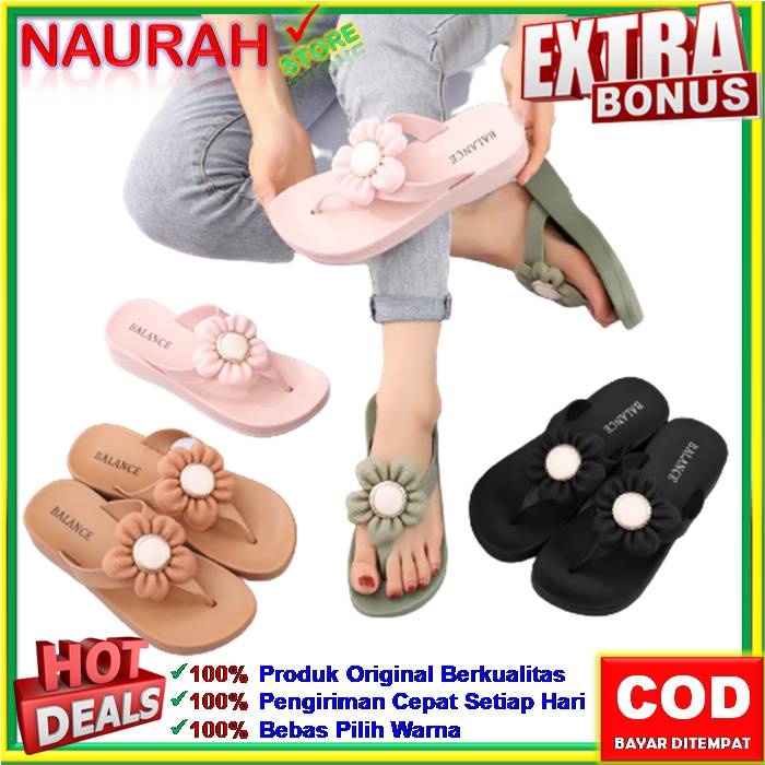 ✨ COD ✔️ SANDAL BALANCE 818 A8 SENDAL JEPIT WEDGES BUNGA BESAR ELEGANT NYAMAN AWET SOL ANTI SLIP