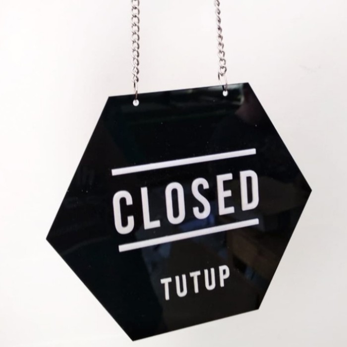 

Open Closed acrylic timbul 20cm - dasar hitam Keren