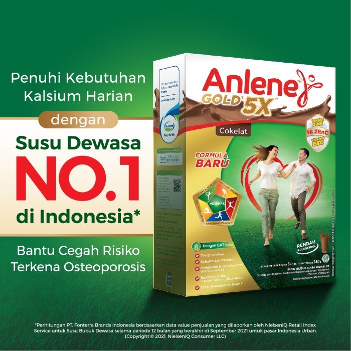 

Anlene Gold 5X Susu Bubuk Cokelat 2 X 240G-Tulang, Sendi & Otot 100