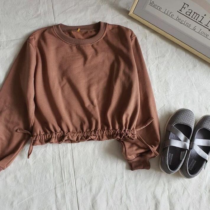 Berkualitas!! BESTSELLER!/IRRANA CROP SWEATER ATASAN WANITA KOREAN REMAJA/HOODIE POLOS TERMURAH/BAJU