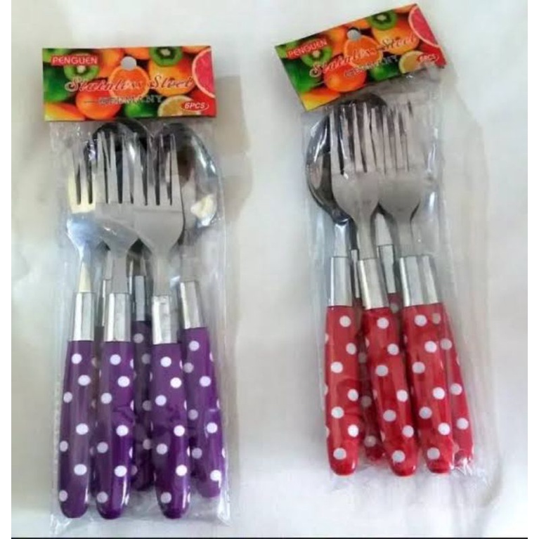 (COD) Sendok Garpu Polkadot / Sendok 12pcs