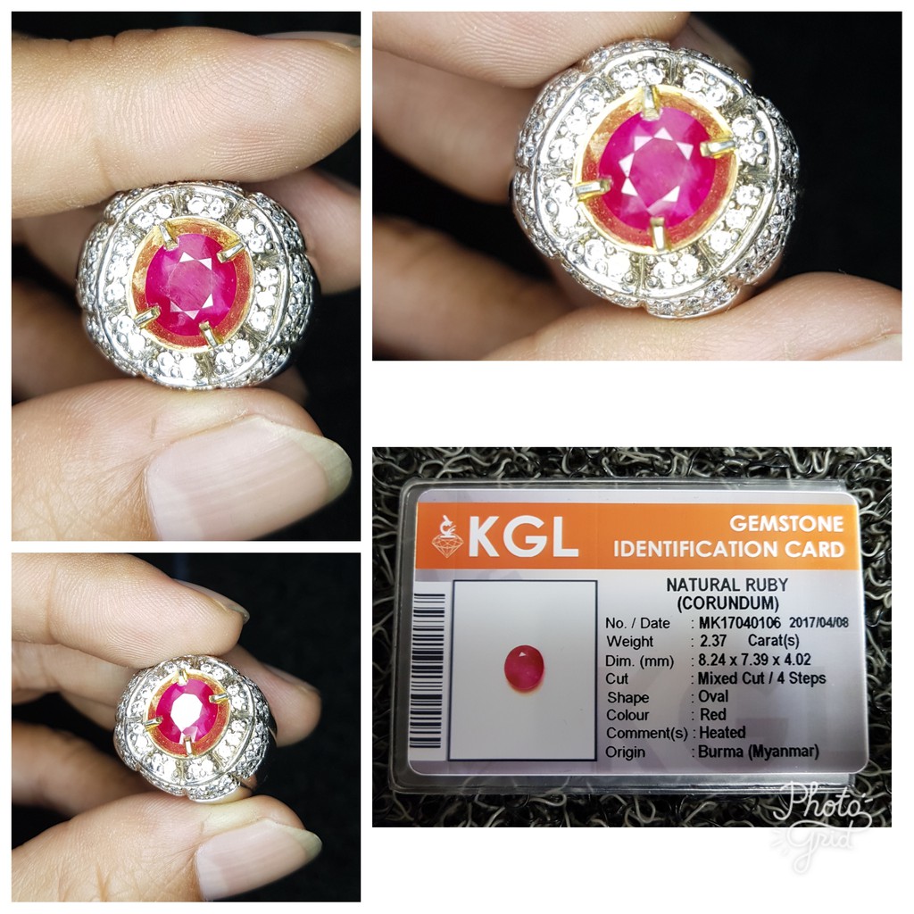 Natural Ruby Burma Ring Silver Memo Origin KGL