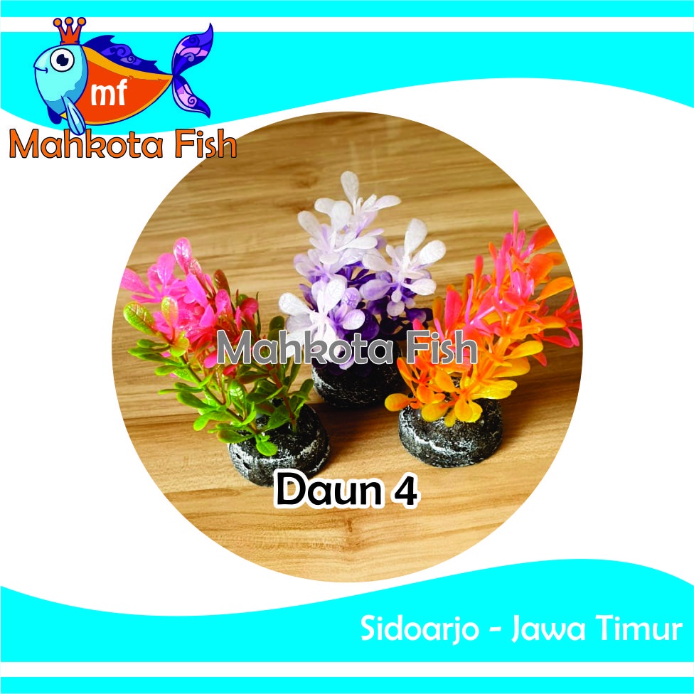 Hiasan Aquarium DAUN 4 | Bunga Plastik Aquarium | Bunga Hiasan Aquarium | Tanaman Hias Aquarium