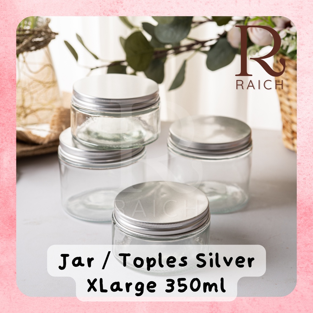 Toples Silver XL 350  Kaca Tutup Aluminium Candle Jar Tempat Lilin