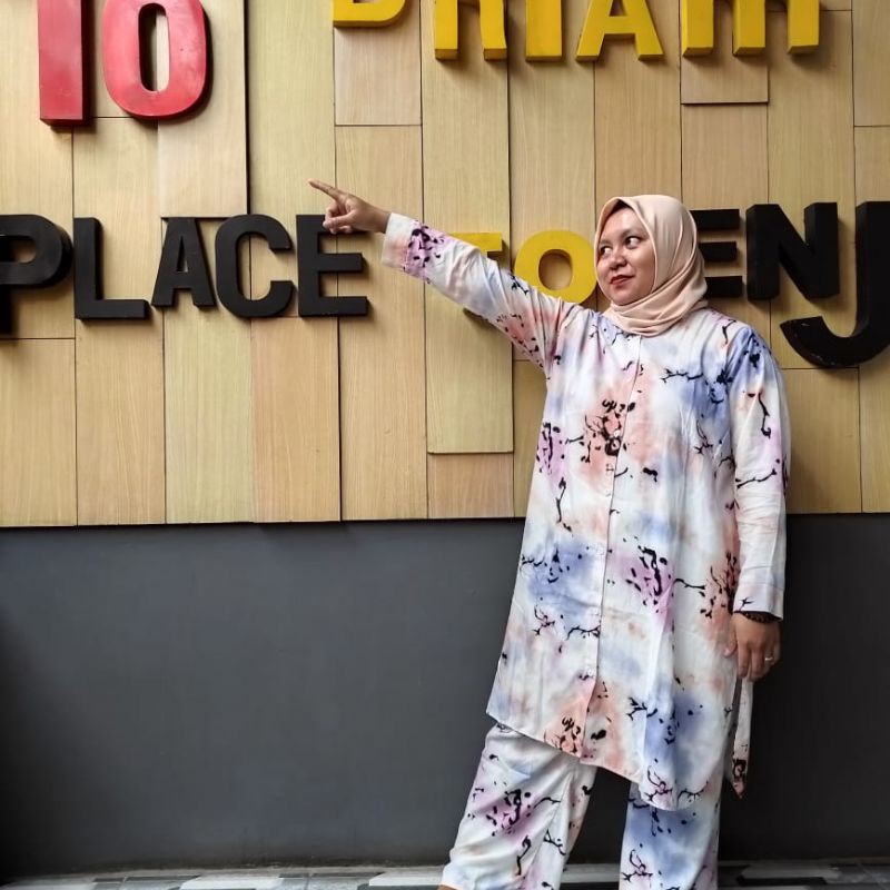 Setelan Jumbo Tie Dye / setelan wanita besar murah / pakaian muslim besar