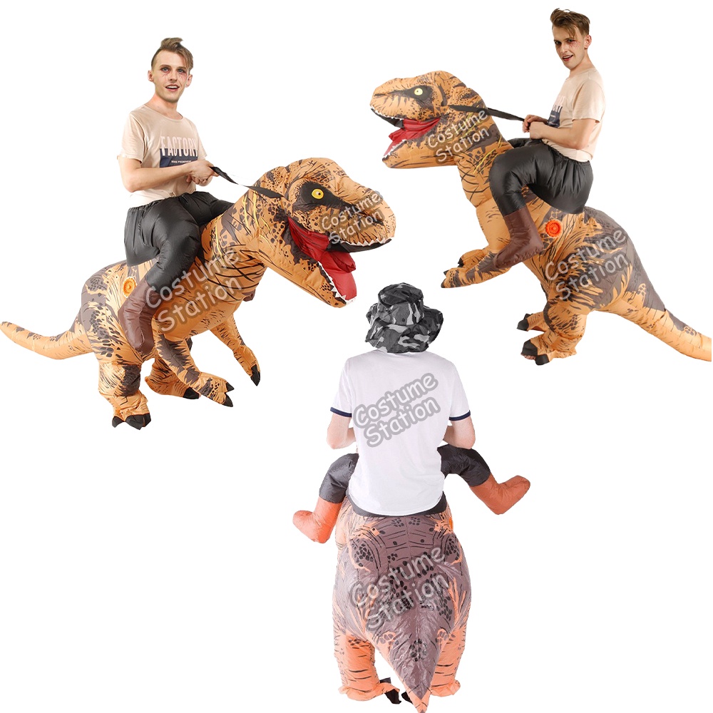 Kostum T-Rex Back Ride / Costume Tunggang Naik Dinosaurus Trex Inflatable pompa angin dewasa