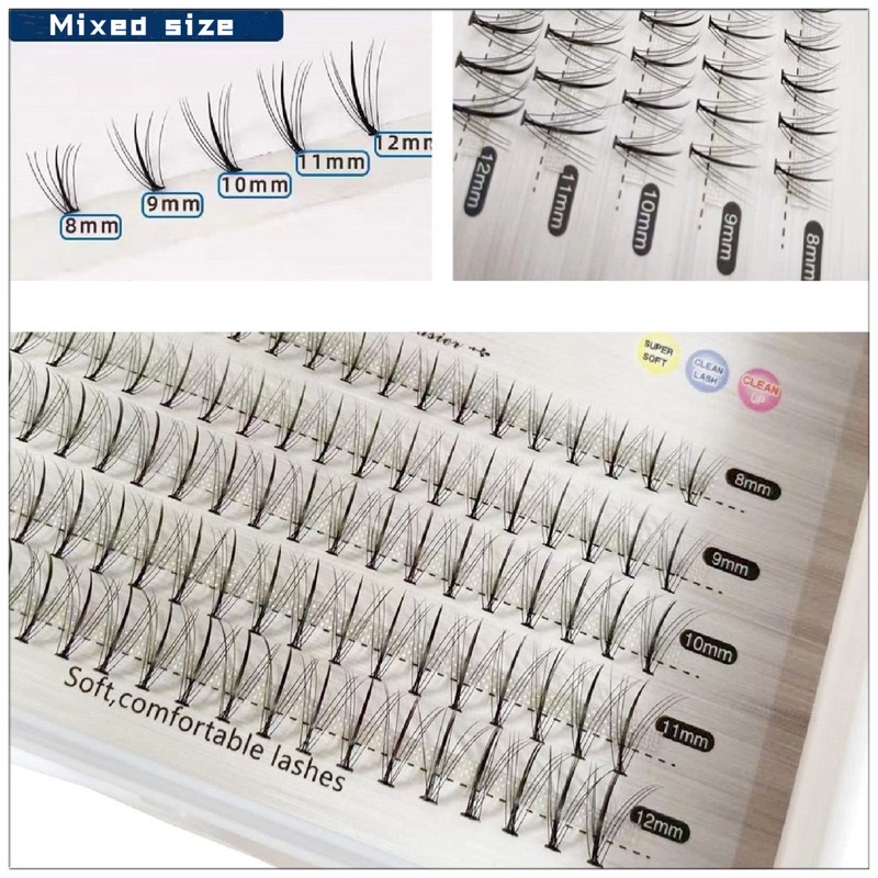 THINKERBELL 03 MIX 5 - EYELASH THAILAND KOREAN SINGLE CLUSTER - Professional Eyelash Extension Fans Premade Fishtail A Shape Spike Lashes Fluffy Eyelash Kit for Beauty Makeup