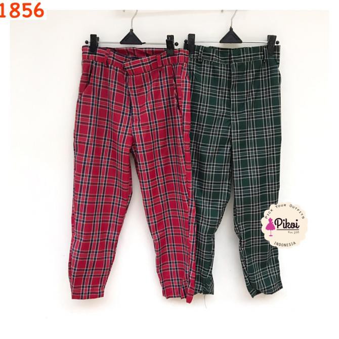 Plaid >> Celana Panjang Wanita Celana Tartan Panjang Plaid Pants Kotak Plaid >> Celana Panjang Wanita Celana Tartan Panjang Plaid Pants Kotak