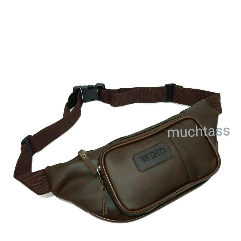 (COD)Tas Kulit Waistbag Tas Pinggang Tas Selempang Kulit Tas Pria Tas Kulit Sling Bag