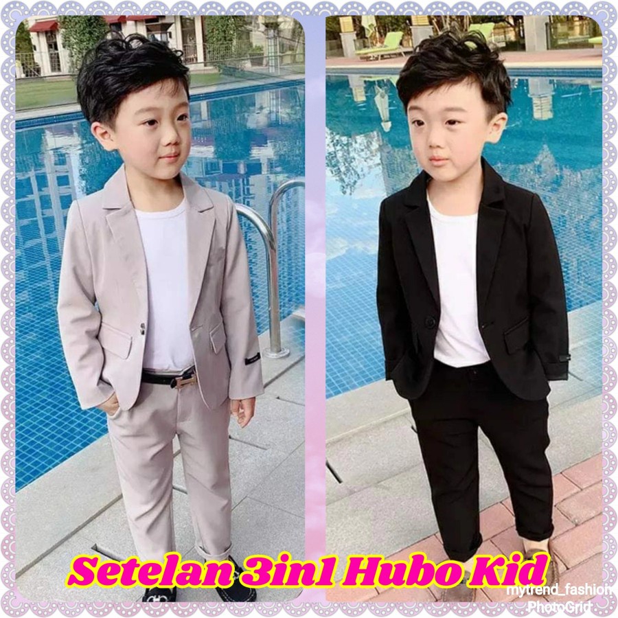Setelan Jas Anak Laki2 Usia 3 4 5 6 Tahun / Set Jas dan Bawahan Anak 3in1 Cowok Trend Kids