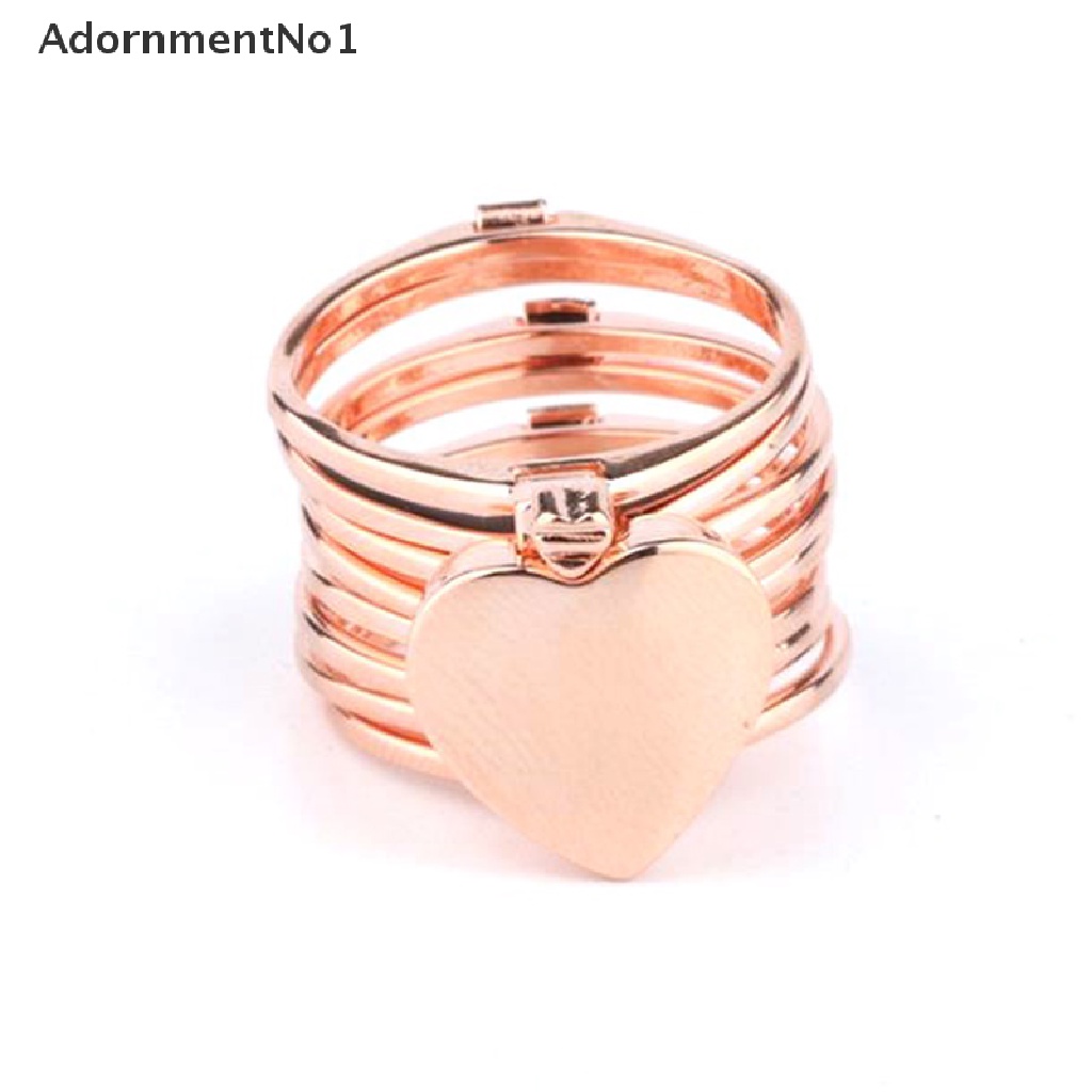 (AdornmentNo1) 2 In 1 Gelang Tangan Rantai + Cincin Motif Hati Bisa Ditarik Untuk Perhiasan Wanita