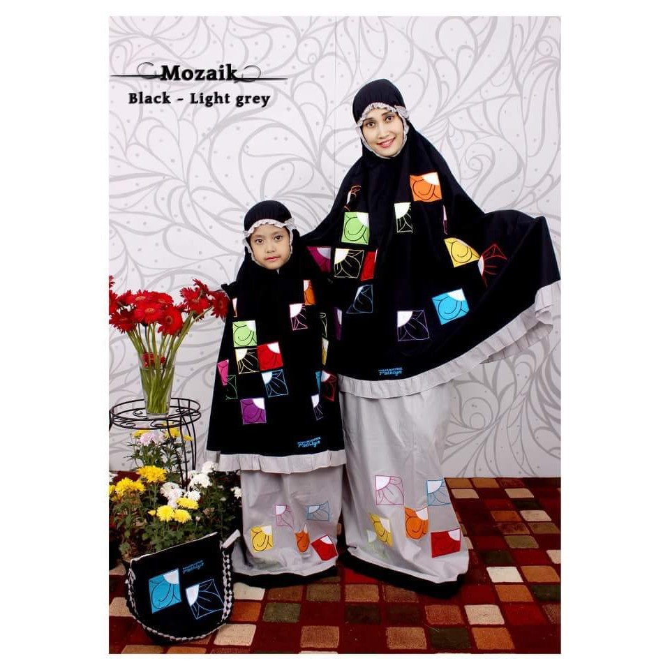 Mukena Fathiya Jumbo Dewasa Couple Pasangan Ibu Anak Katun Paris Murah