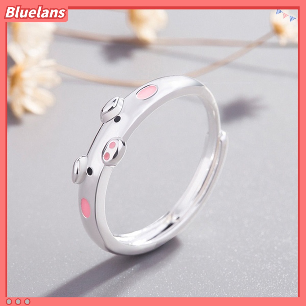 Bluelans Cute Women Cartoon Pig Piggy Opening End Ring Finger Jewelry Birthday Gift