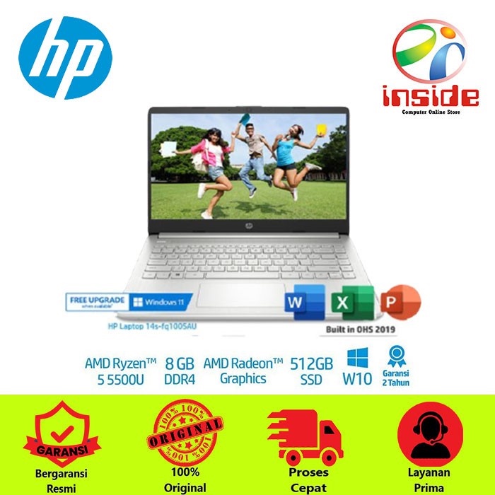 Laptop HP 14s-fq1005AU & 14s-fq1006AU Ryzen 5/8GB/AMDRadeon/512GB