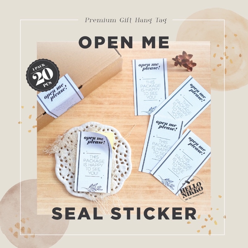 

Open Me Seal Sticker - Hang tag kartu ucapan kado sticker hampers parcel box dus ultah natal christmas cny ramadan lebaran