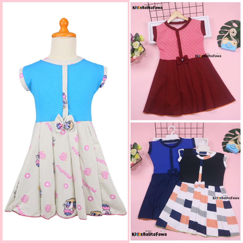 Dress Lala uk 5-6 Tahun / Dress Anak Perempuan Cewek Baju Dres Batik Murah Casual Pesta Yukensi Adem