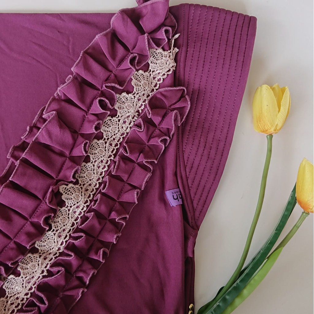 Jilbab Instan Rempel Gotik Prada Premium/Hijab Harian Rempel Depan Jersey Super Premium Daura-Purple