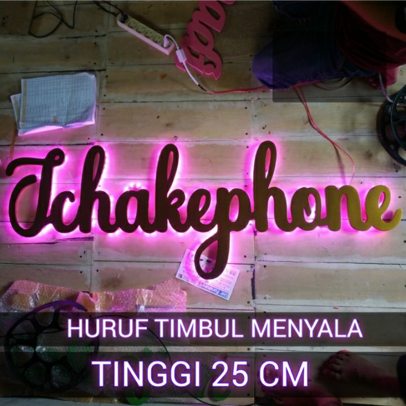 HURUF TIMBUL NYALA 25 CM / WATERPROOF / BAHAN PVC ANTI AIR / HURUF OUTDOOR / HURUF LED / HURUF LAMPU