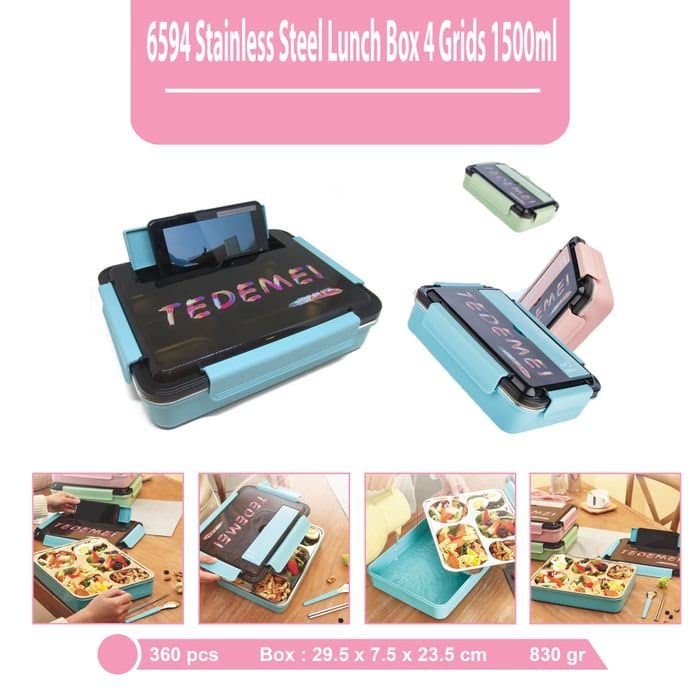 Tedemei Lunchbox 6594 Stainless Kotak Makan 1500Ml