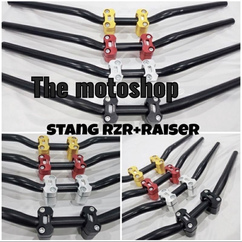 Stang RZR Custom Balap Roadrace Plus Raiser CNC Universal Motor Vixion CB150R Satria fu Mega Pro Paket Termurah