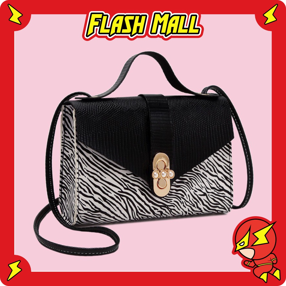 FLASHmall W141 TAS SELEMPANG WANITA MOTIF ZEBRA SHOULDER BAG SLINGBAG FASHION IMPORT BISA COD