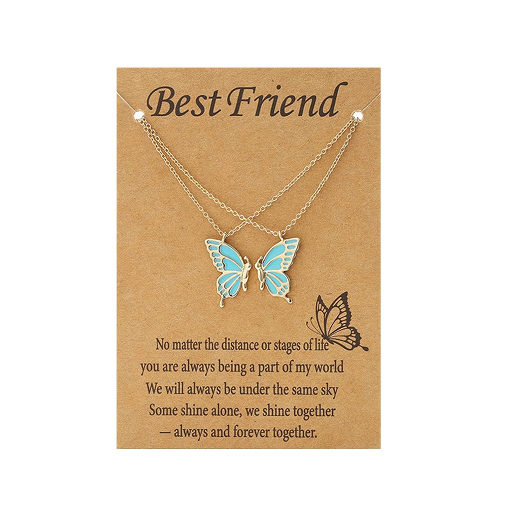 2pcs / Set Kalung Rantai Klavikula Desain Butterfly Untuk Wanita