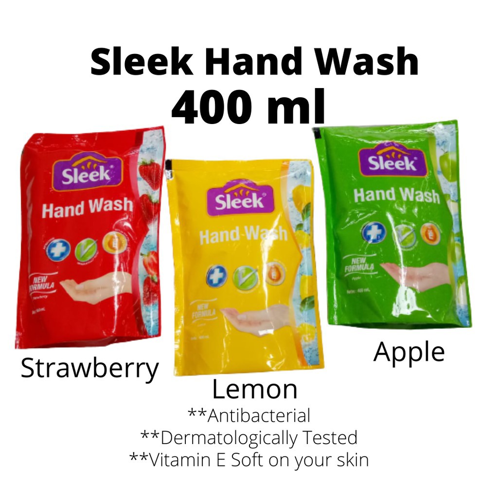 Refill Sabun Cuci Tangan SLEEK 400ml - isi ulang hand wash apple lemon strawberry 400 ML