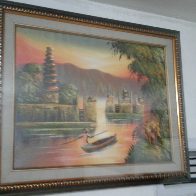 Lukisan bali dan bingkai ukuran 40x30