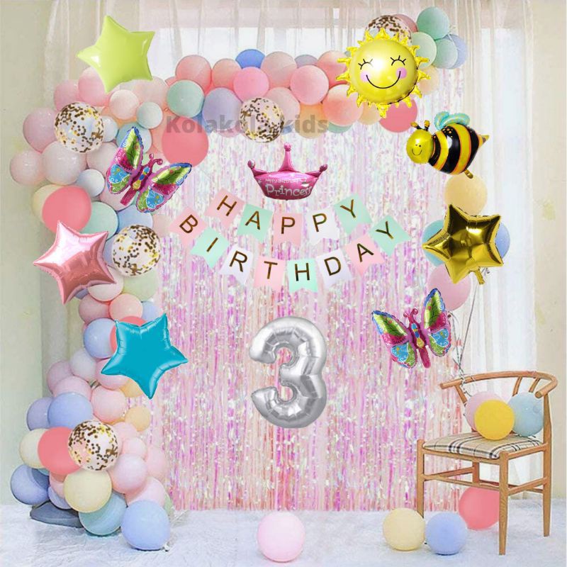 dekorasi ulang tahun 1 set pink