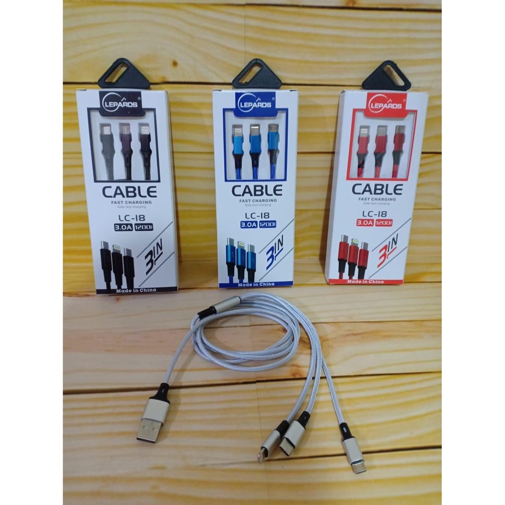 kabel data 3in1 fast charging LC-18 Iphone tipe C