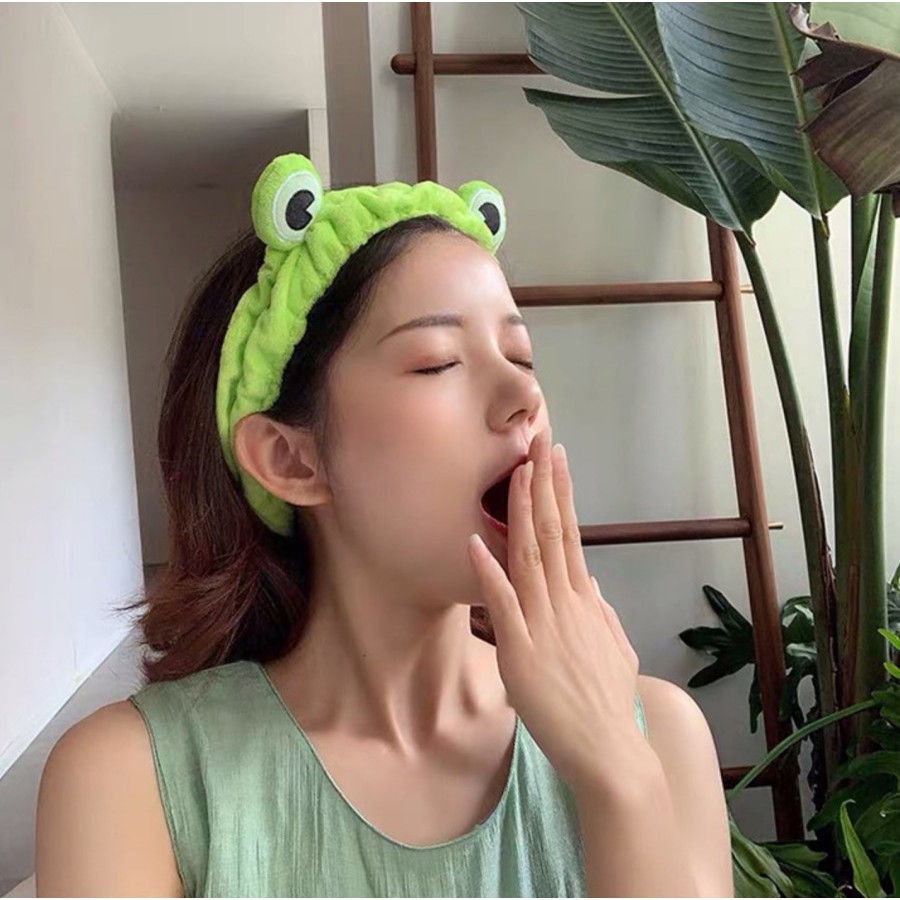 HKO headband bando mata katak kodok frog lucu kain handuk cuci muka