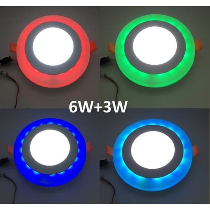 Downlight Panel Led 2 warna Inbow 6 watt Putih + 3 watt RGB warnawarni