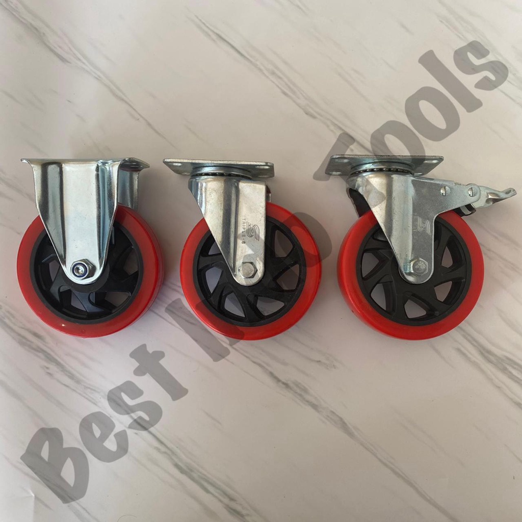 Jual Roda Pvc Triple S 5 Inch Hidup Mati Rem Double Bearing Bearings Trolley Troli Wheel Karet 3175