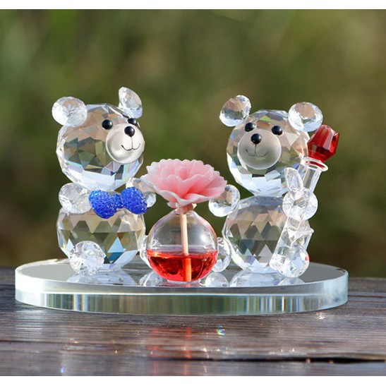 Pajangan Tempat Parfum Mobil COUPLE TEDDY BEAR CRYSTAL