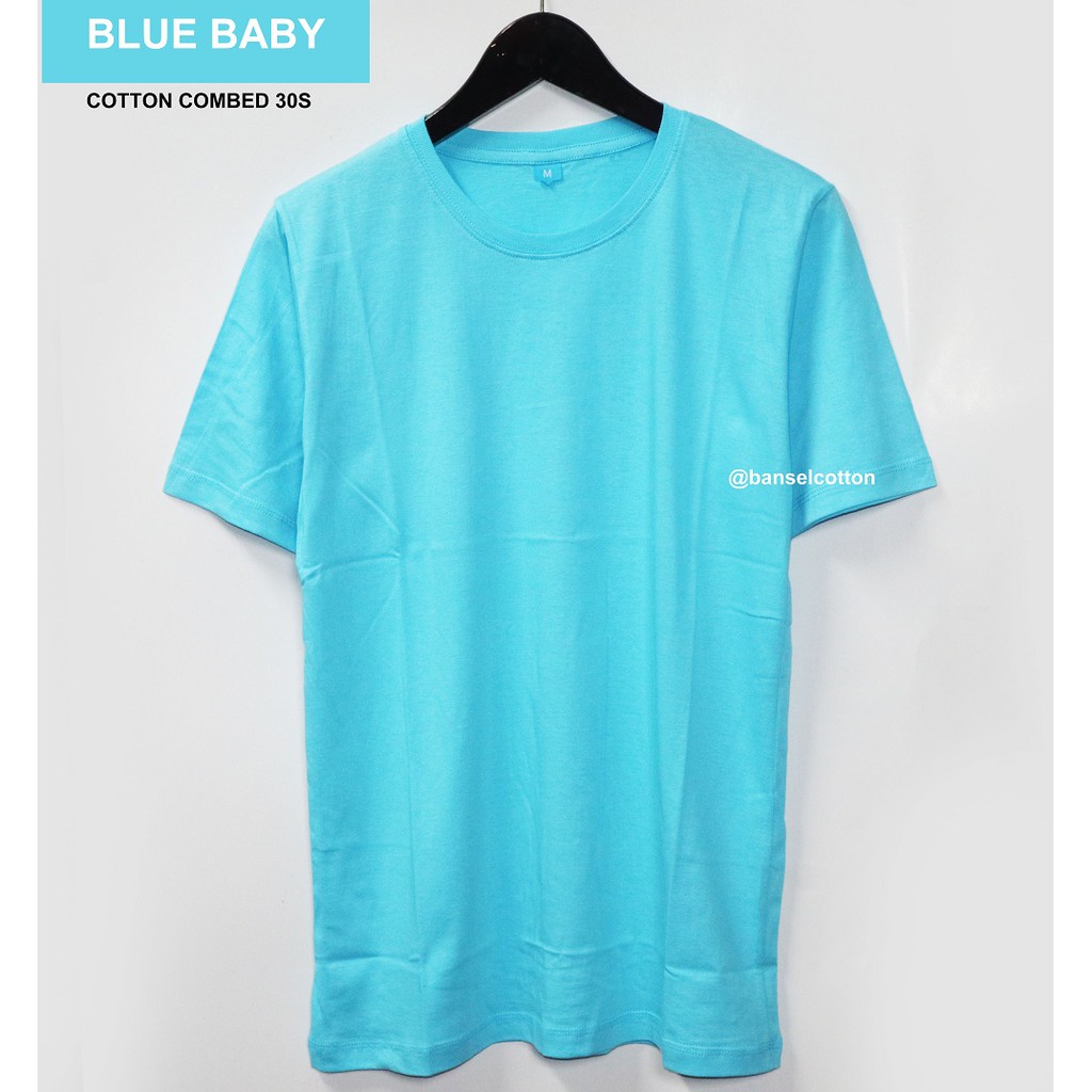 Kaos Polos T-Shirt Pria Wanita Blue Baby Cotton Combed 30s