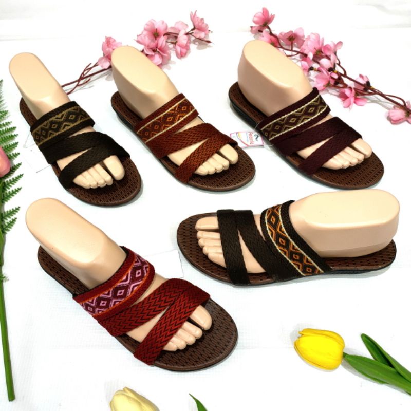 Sandal wanita murah ban 3 batik ( Felonie SD 01 batik ) Turki rajut terbaru