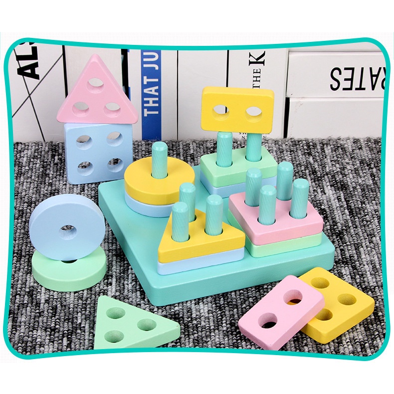 HAPPYTOYS.888 #A5 RECTANGLE GEO SHAPE GEOMETRIC BOARD DAN PUZZLE RUMAH / PAPAP EDUKASI MENGENAL BENTUK DAN WARNA